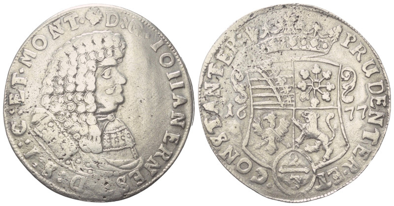 Sachsen-Neuweimar. Johann Ernst (1662 - 1683).

 2/3 Taler (Silber). 1677.
Vs...