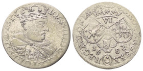 Polen. Königreich. Johann III. Sobieski (1674 - 1696).

 Ort (Silber). 1682. Krakau (Krakow).
Vs: Bekröntes Brustbild rechts.
Rs: Bekröntes Wappen...