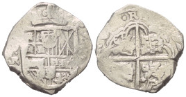 Spanien. Königreich. Philipp III. / IV. (1598 - 1621 / 1621 - 1665).

 4 Reales - Schiffsgeld (Silber).
Vs: Schildwappen.
Rs: Wappen im Achtpass....