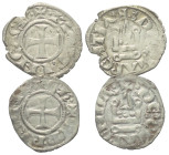 Mittelalter - Lots.


Achaia - Fürstentum.
Karl I. und Karl II. (1278 - 1285, 1285 - 1289).

Lot (2 Stück, Silber): Denar.
Vs: + K R PRINC' ACh...