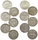 Österreich - Lots.

Kaisertum Österreich (1804 - 1918) - Königreich Ungarn.
Franz Joseph I. (1848 - 1916).

Lot (6 Stück, Silber):
Kronen, unter...