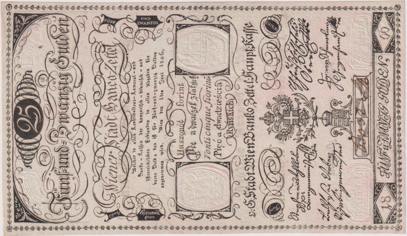 25 Gulden 1806, Wiener Stadt Banco 6.issue, Pick A40
aUNC