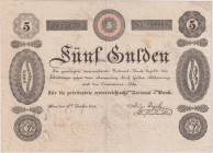 5 Gulden 1825, 2nd issue of Privilegierte Österreichische National-Bank, two stamps WERTHLOS on back, nice condition, Pick A61
XF