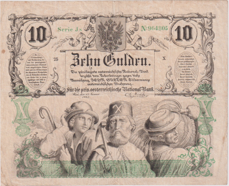 10 Gulden 1863, Pick A89
VF