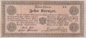 10 krejcar 1849, Coin Note, Pick A92
VF