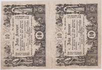 10 krejcar 1860, Coin Note, double strip, Pick A93a
XF