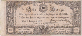 10 krejcar 1860, Coin Note, Pick A94
XF-