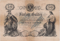 50 Gulden 1866, 2x UNGILTIG stamp, Pick A152
VG-