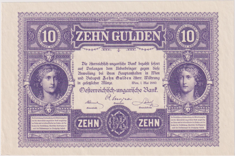 10 Gulden 1880, one-sided proof of the German side in purple, Pick 1
UNC