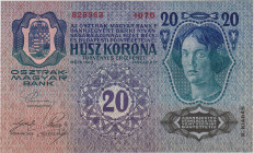 20 Koruna 1913, II.issue, BKK RU7, Pick 14, Hej RU11
UNC