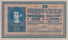 25 Koruna 1918, series 1143, small serial number, BKK RU12b, Pick 23, Hej RU17b
XF-