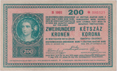 200 Koruna 1918, the first series B 1001(!), Austrian issue, BKK RU13b, Pick 24, Hej RU18b
XF