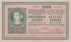 200 Koruna 1918, series A 2014, MRR issue, rv. without wavelet raster, BKK RU13, Pick 21, Hej RU18MRRb
UNC