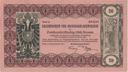 250 Koruna 1914, War loan treasury voucher, restored edge 5x20 mm, Pick 26
(VF)