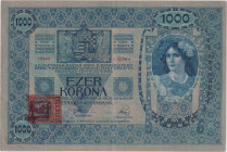 1000 Koruna 1902, printed false stamp 1919, BKK 6a, Hej 6a
VF+