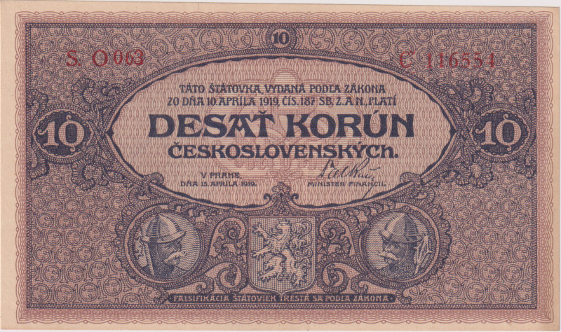 10 Koruna 1919, series S.O 063, BKK 9b, Hej 9b 
XF