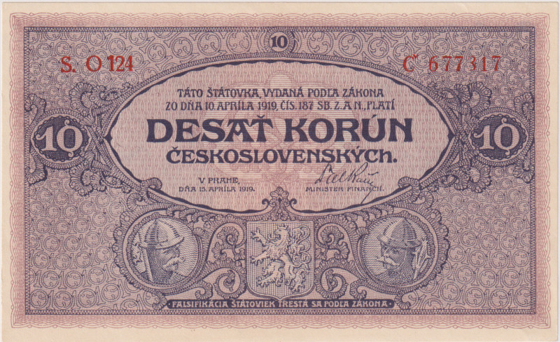 10 Koruna 1919, series S.O 124, BKK 9b, Hej 9b 
aUNC