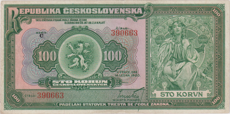 100 Koruna 1920, series C, BKK 16a, Hej 16a
VF