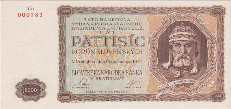 5000 Koruna 1944, series 5In, BKK N5, Hej N3
UNC