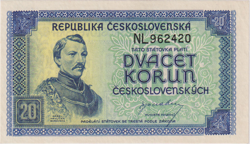 20 Koruna ND(1945), the last series NL(!), BKK 72, Hej 72
UNC