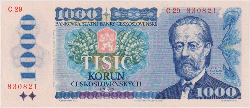 1000 Koruna 1985, series C 29, narrow serial number, BKK 102a, Hej 106a
UNC