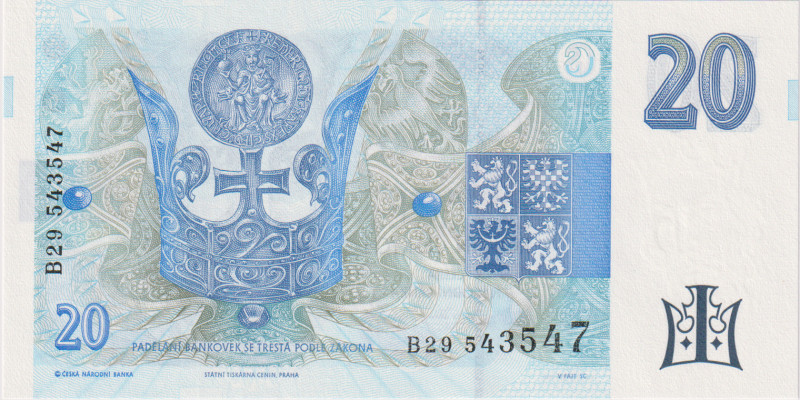 20 Koruna 1994, strip on the left, series B 29, BKK CZ10b, Hej CZ14
UNC