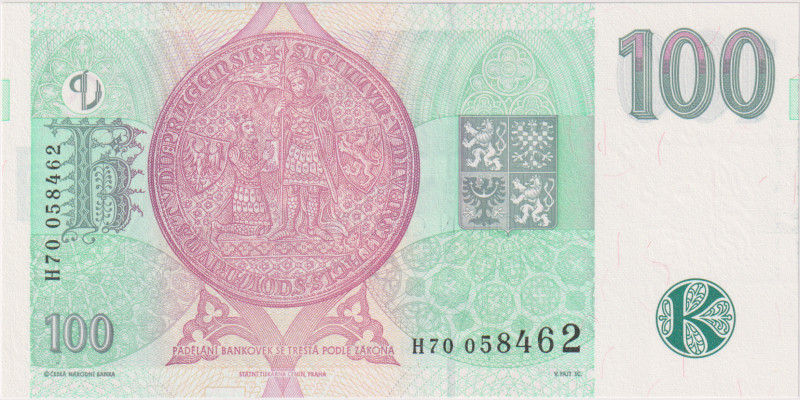 100 Koruna 1997, series H 70, BKK CZ18, Hej CZ22
UNC