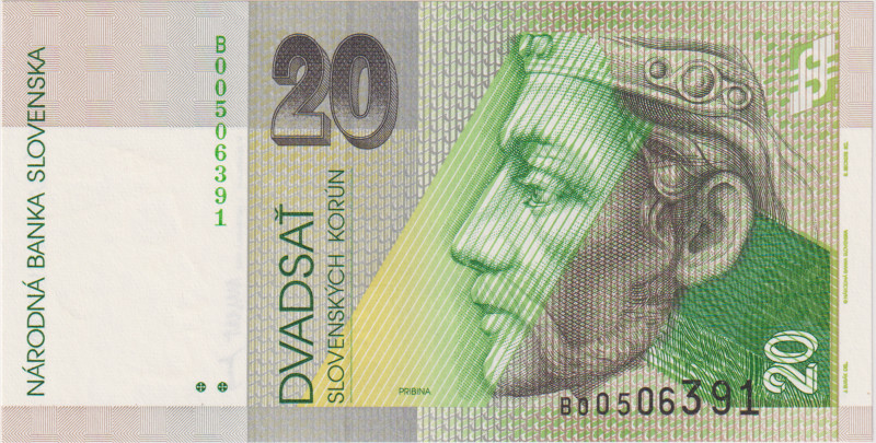 20 Koruna 1993, series B, BKK SK7a, Hej SK8a1
UNC