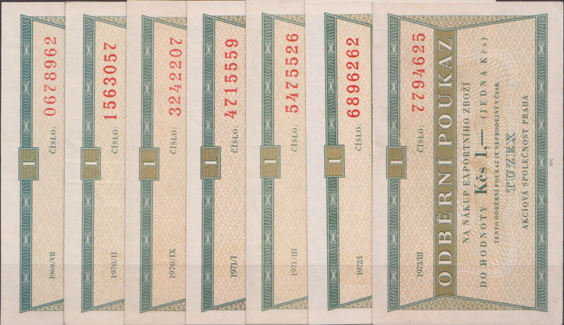 1 Koruna, 1969/VII, 1970/II, 1970/IX, 1971/I, 1971/III, 1972/I a 1973/III, 7mi m...