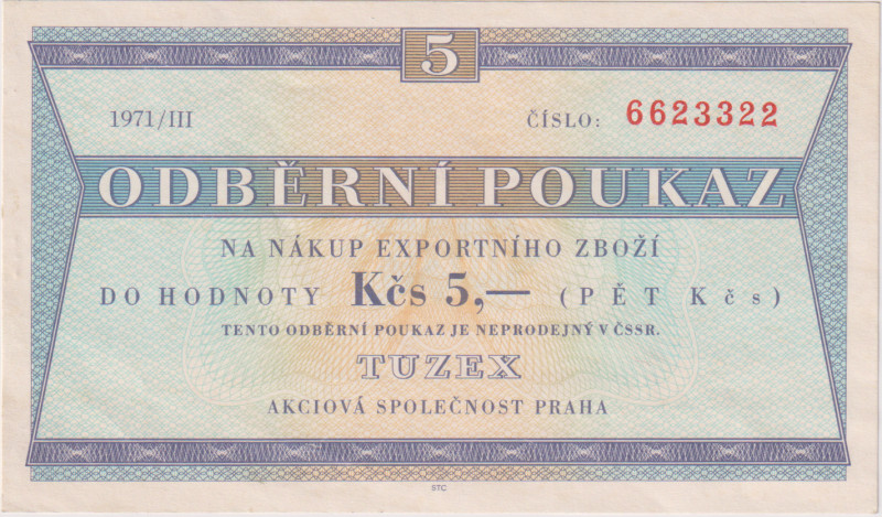 5 Koruna 1971/III, 7mi místný číslovač, s průsvitkou, KŠK 42 VI/a
aUNC