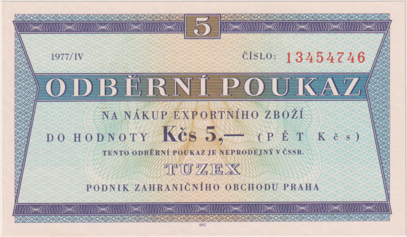 5 Koruna 1977/IV, 8mi místný číslovač, s průsvitkou, KŠK 49 VII/a
UNC