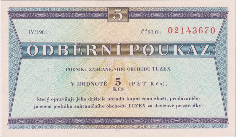 5 Koruna IV/1981, 8mi místný číslovač, s průsvitkou, KŠK 57 VIII
UNC