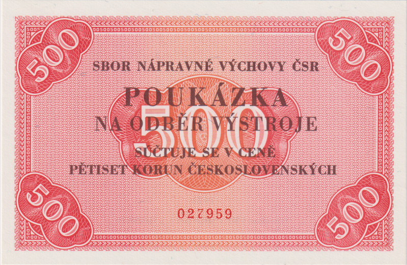 500 Koruna 1973, Poukázka na odběr výstroje, Sbor nápravné výchovy ČSR
UNC...