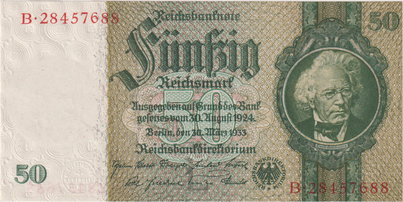 50 Reichsmark 1933, series B/L, BKK D6d, Hej D6d
UNC