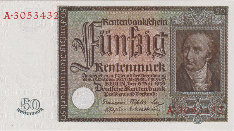 50 Rentenmark 1934, series A, BKK D16, Hej D16
XF-