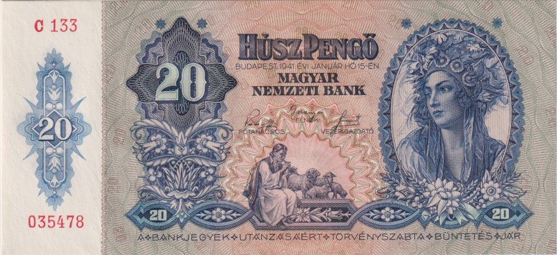 20 Pengö 1941, series C 133, BKK H8, Hej H8
UNC