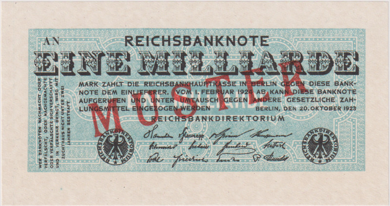 Germany, 1 mld Marek 1923, series AN, MUSTER overprint, dírka, Ro. 119M, Pick 12...