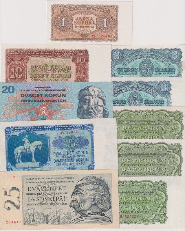 1 - 25 Koruna, 1953 - 1970, all without perforation, 10 pcs, BKK 86 - 100, Hej 8...