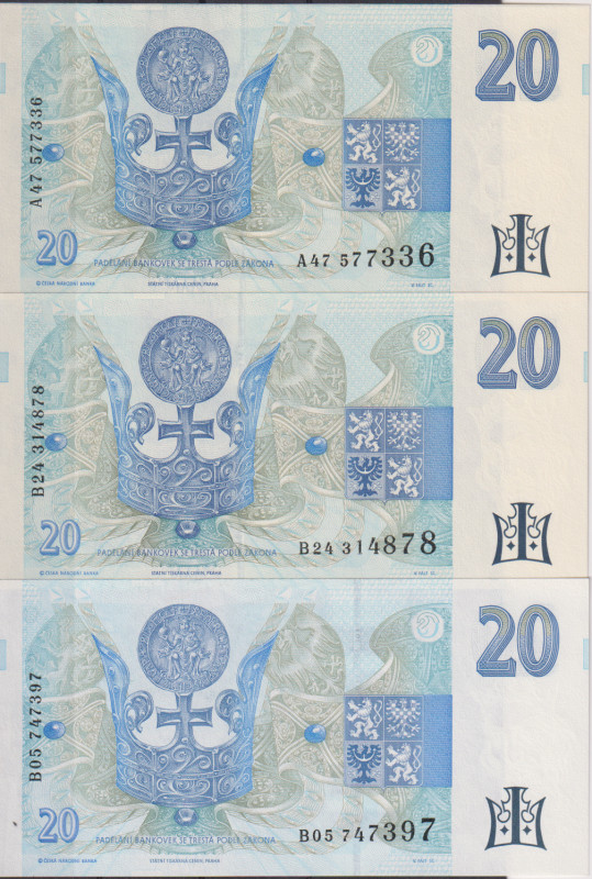 20 Koruna 1994, series A 47, B 24 a B 05, 3 pcs, BKK CZ10ab, Hej CZ13, CZ14
UNC