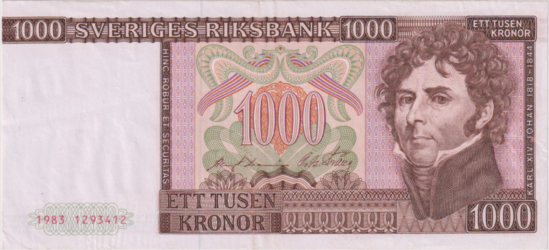 Sweden, 1000 Kronor 1983, Pick 55b
VF+