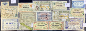 Ausland
Belgien
Sammlung von 15 Geldscheinen aus der Zeit des I. Weltkrieges (WWI), dabei Gent, Hollain, Kortruk etc. II-III