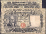 Ausland
Italien
Banco di Napoli, 50 u. 500 Lire 1909. III. Pick S856 u. S858.