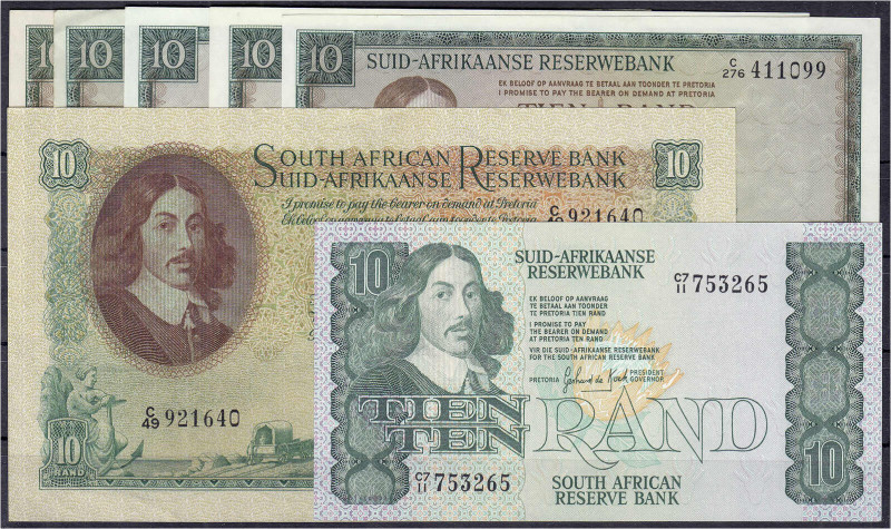 Ausland
Südafrika
7 X 10 Rand. o.D. (1961-1976). meist II bis III+ Pick 107, 1...