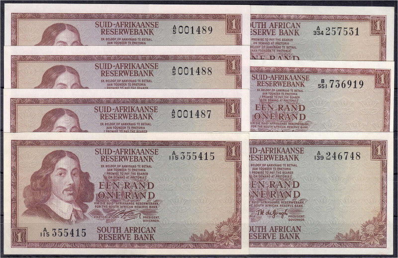 Ausland
Südafrika
7 X 1 Rand o.D. (1967). 3 X KN. fortlaufend. I bis I- Pick 1...