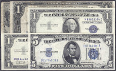 Ausland
Vereinigte Staaten von Amerika
5 Scheine zu 4 X 1 Dollar Serie 1917, 1923 u. 2 X 1934 und 5 Dollar Serie 1935. II bis IV-