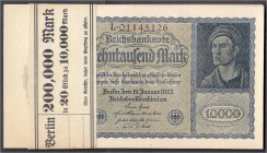 Die deutschen Banknoten ab 1871 nach Rosenberg
Deutsches Reich, 1871-1945
20 X 10 Tsd. Mark 19.1.1922. Unzirkulierte Scheine in original Banderole. ...