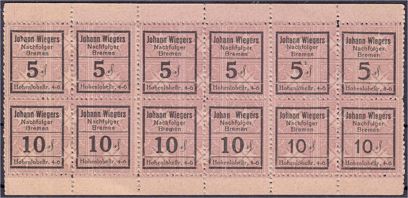 Deutsches Notgeld und KGL
Bremen (Bremen)
Johann Wiegers, kompletter 12er Boge...