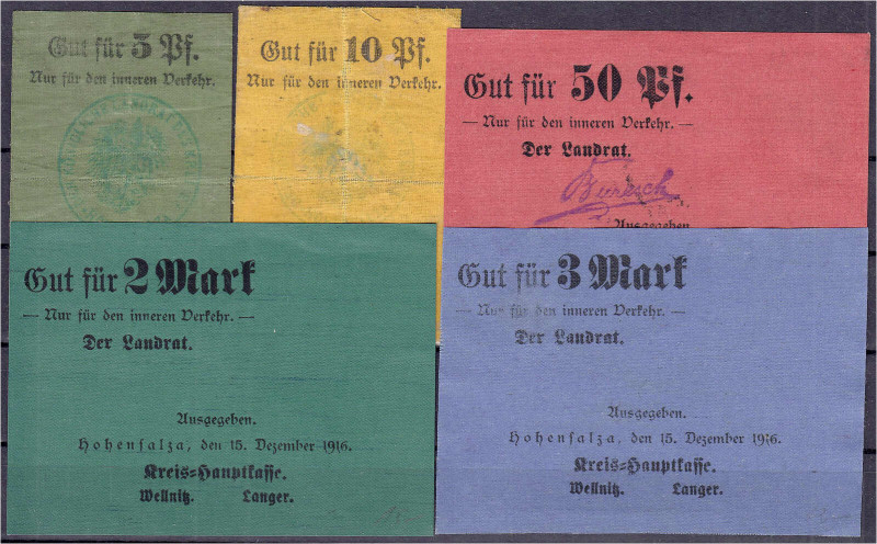 Deutsches Notgeld und KGL
Hohensalza (Posen)
Kreis, 5 Scheine zu 5, 10 u. 50 P...