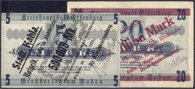 Deutsches Notgeld und KGL
Kahla (Thüringen)
2 Überdruckscheine zu 500 Tsd. auf...