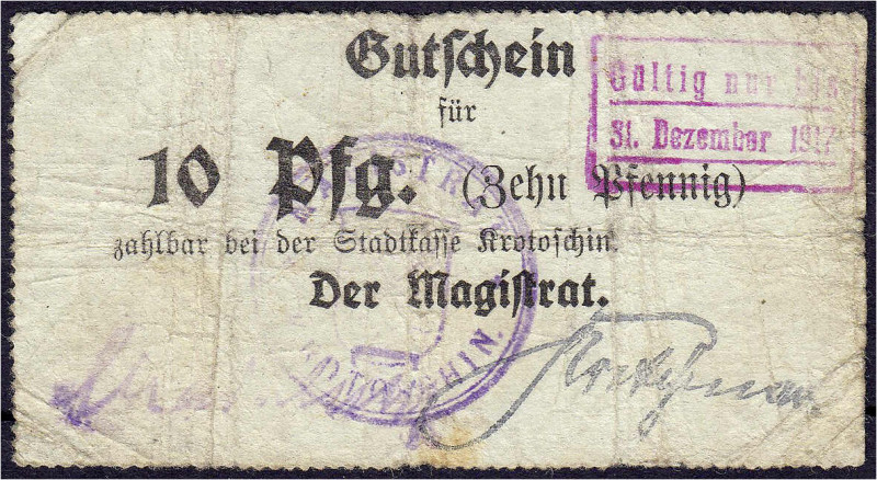 Deutsches Notgeld und KGL
Krotoschin (Posen)
Stadt, 10 Pfg. o.D. - 31.12.1917....